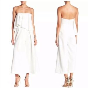 White strapless jumpsuit Palazzo pant legs